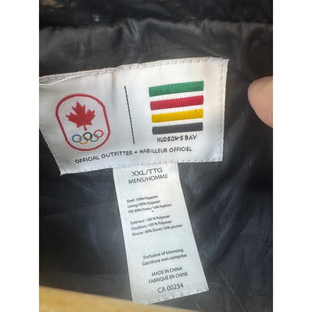 Hudson's‎ Bay Team Canada Olympic Down Puffer Vest Mens XXL Black Full Zip